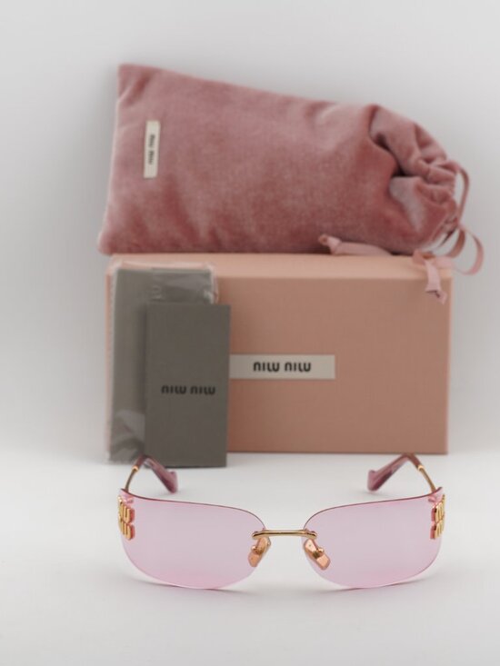 Miu Miu MUA51S 5AK90Y Rectangle Sunglasses – Gold\\ Pink main image 9